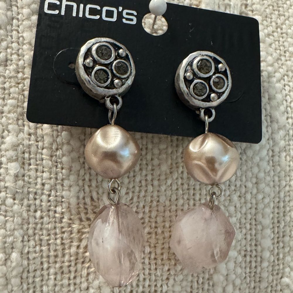 0068-Chico's Elegant Pink and Gold Earrings